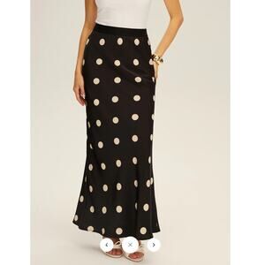 NWT Commense Satin Polka Dot Maxi Skirt Sz XL